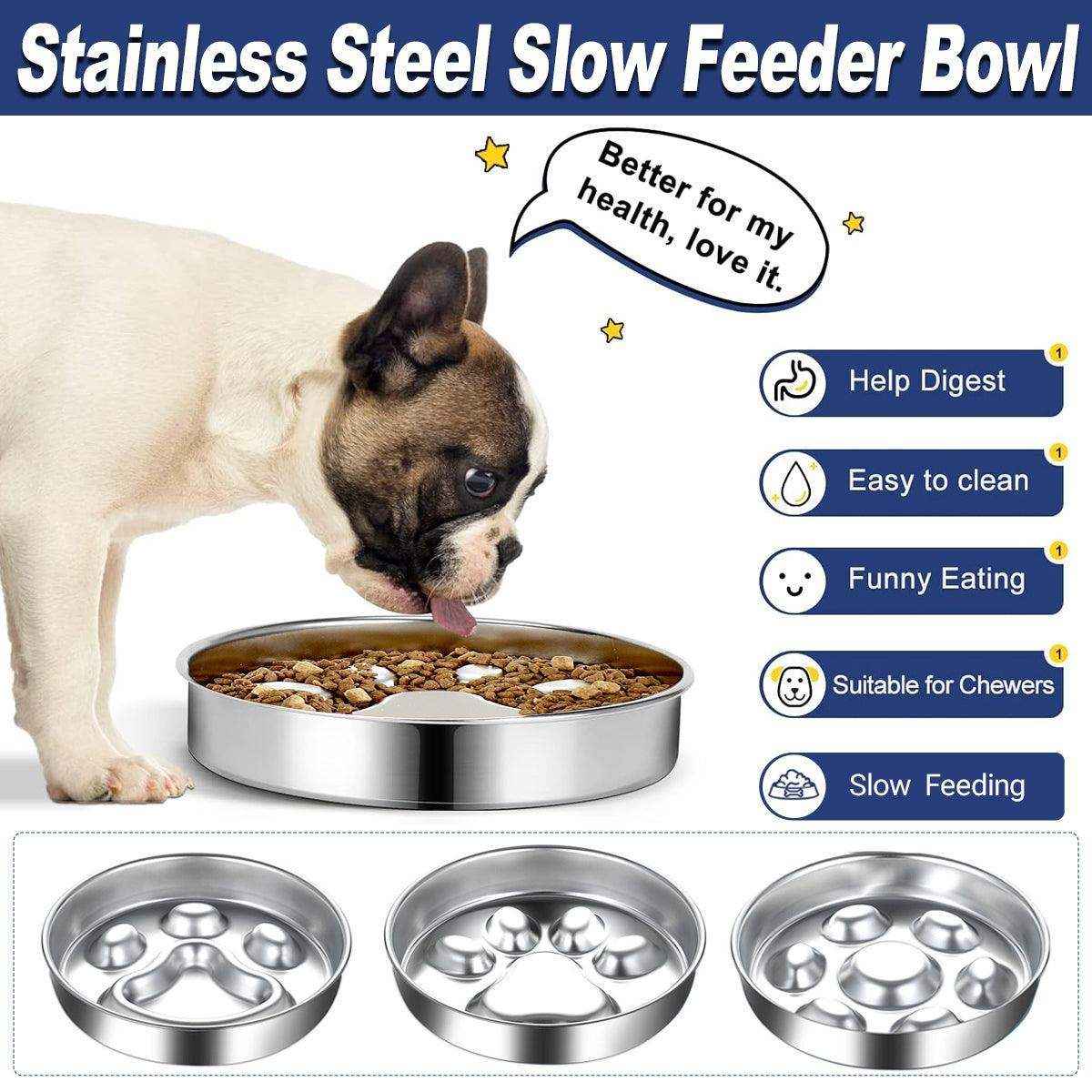 Durable Stainless Steel Slow Feeder Dog Bowl Anti-Bloat & Healthy Eating