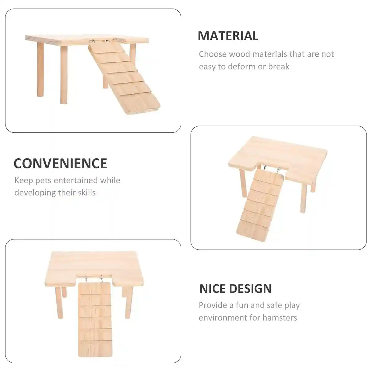Wooden Hamster Platform With Ramp And Stairs For Climbing And Rest