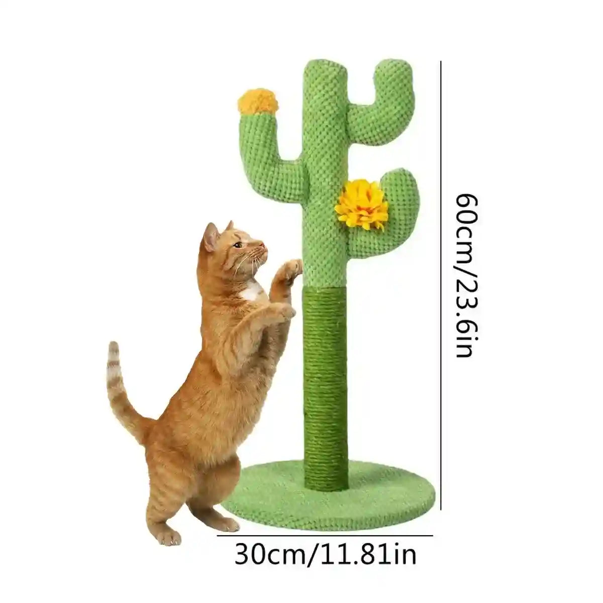 Cactus Cat Scratching Post with Sisal and Corduroy Fabric