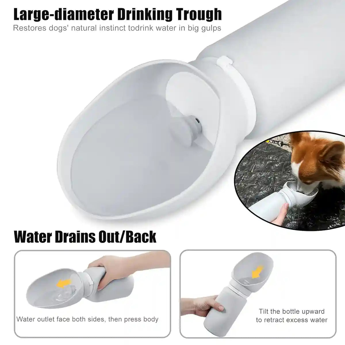 Foldable Dog Water Bottle 550ml Leakproof Pet Travel Dispenser