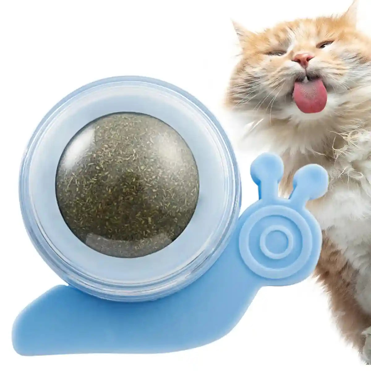 Snail Shape Catnip Toy Set With Adhesive Back and Mint Ball