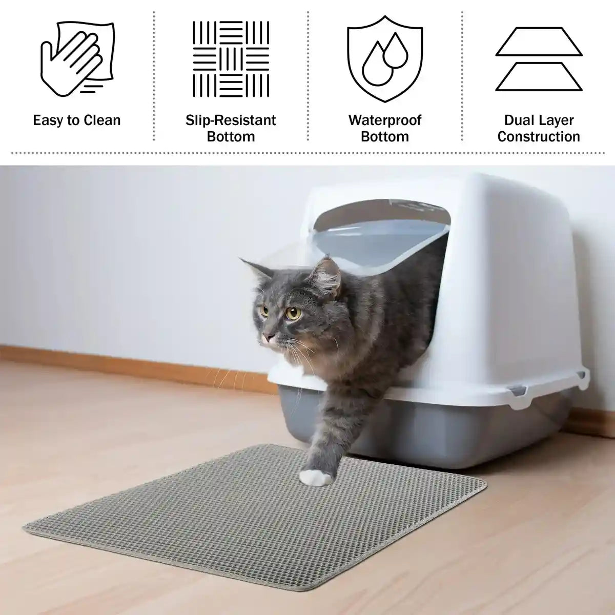 Honeycomb Cat Litter Mat Waterproof Trapping Pad for Easy Cleaning