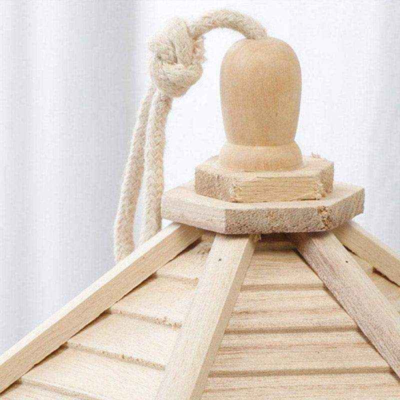 Hexagonal Hanging Outdoor Garden Decor Wooden Bird Feeder