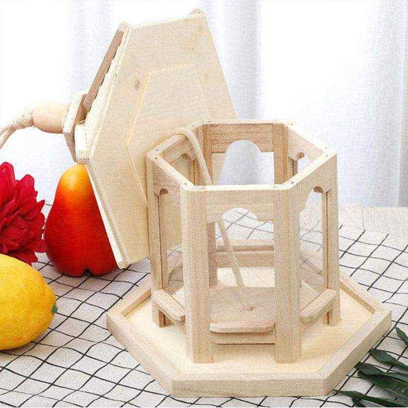 Hexagonal Hanging Outdoor Garden Decor Wooden Bird Feeder