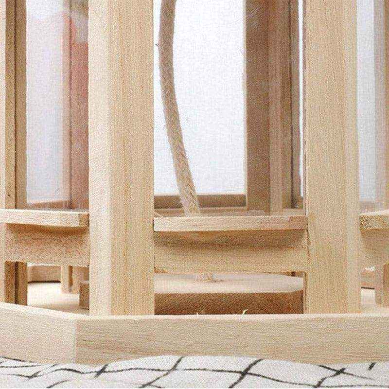 Hexagonal Hanging Outdoor Garden Decor Wooden Bird Feeder