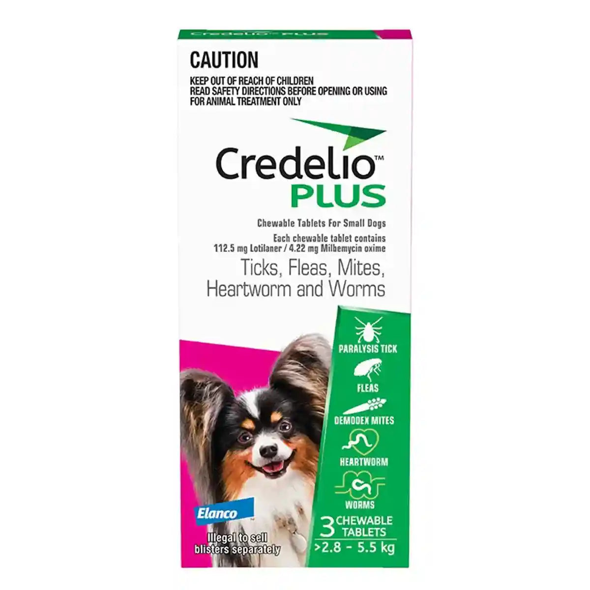 Credelio Plus Chewable Tablets For Small Dogs 2.8-5.5kg
