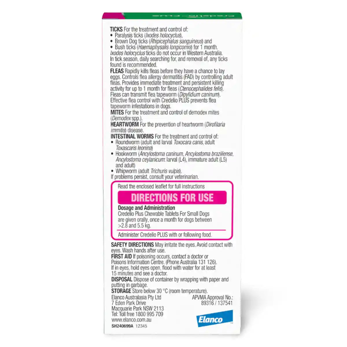 Credelio Plus Chewable Tablets For Small Dogs 2.8-5.5kg