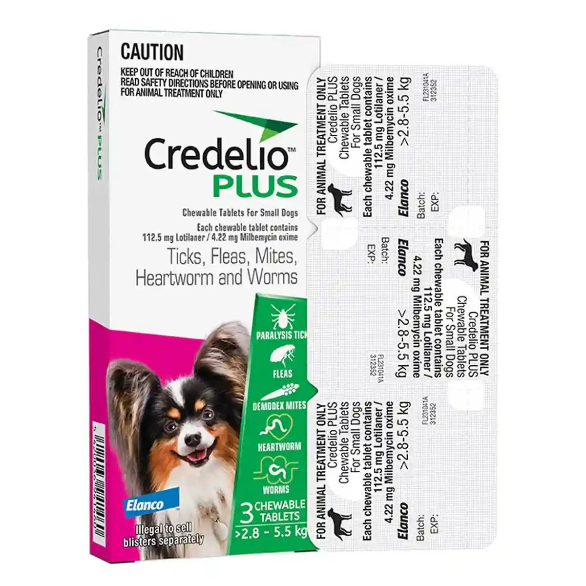 Credelio Plus Chewable Tablets For Small Dogs 2.8-5.5kg
