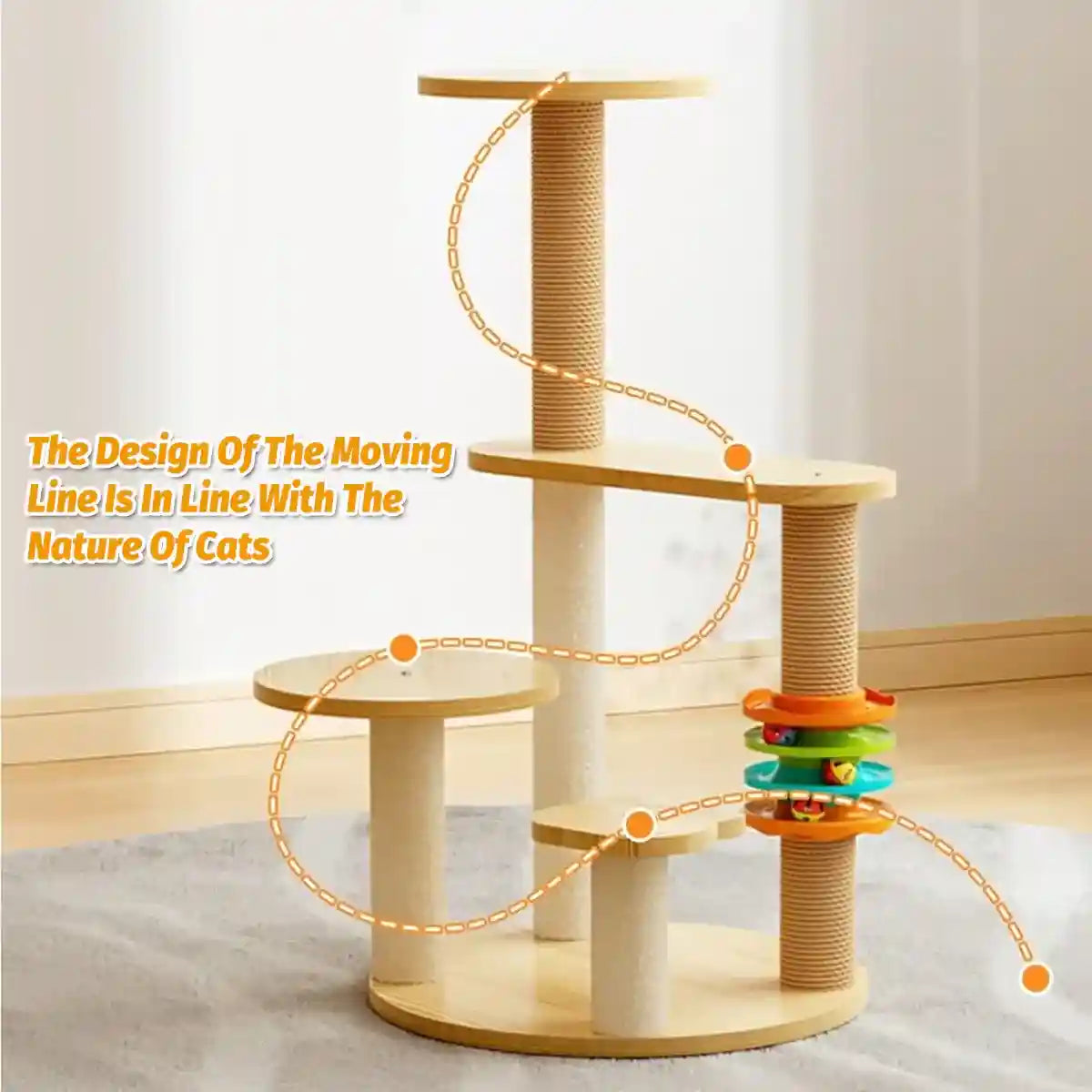 Multifunctional Cat Climbing Frame with Capsule Bed and Turntable Toys