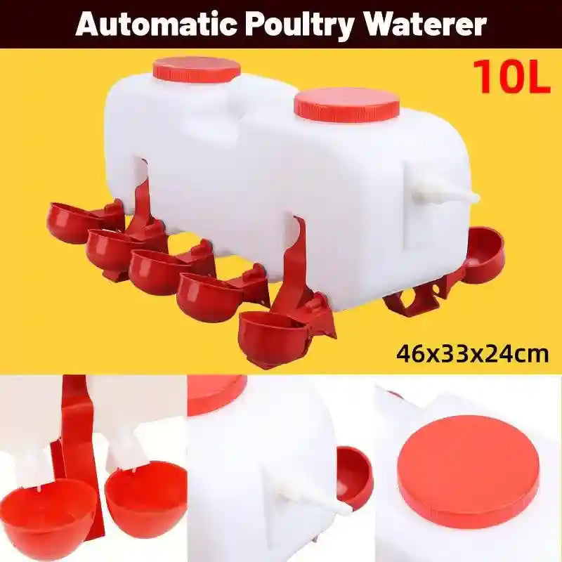 10L Chicken Poultry Automatic Drinking Tank Drinker Feeding Pot Water Dispenser