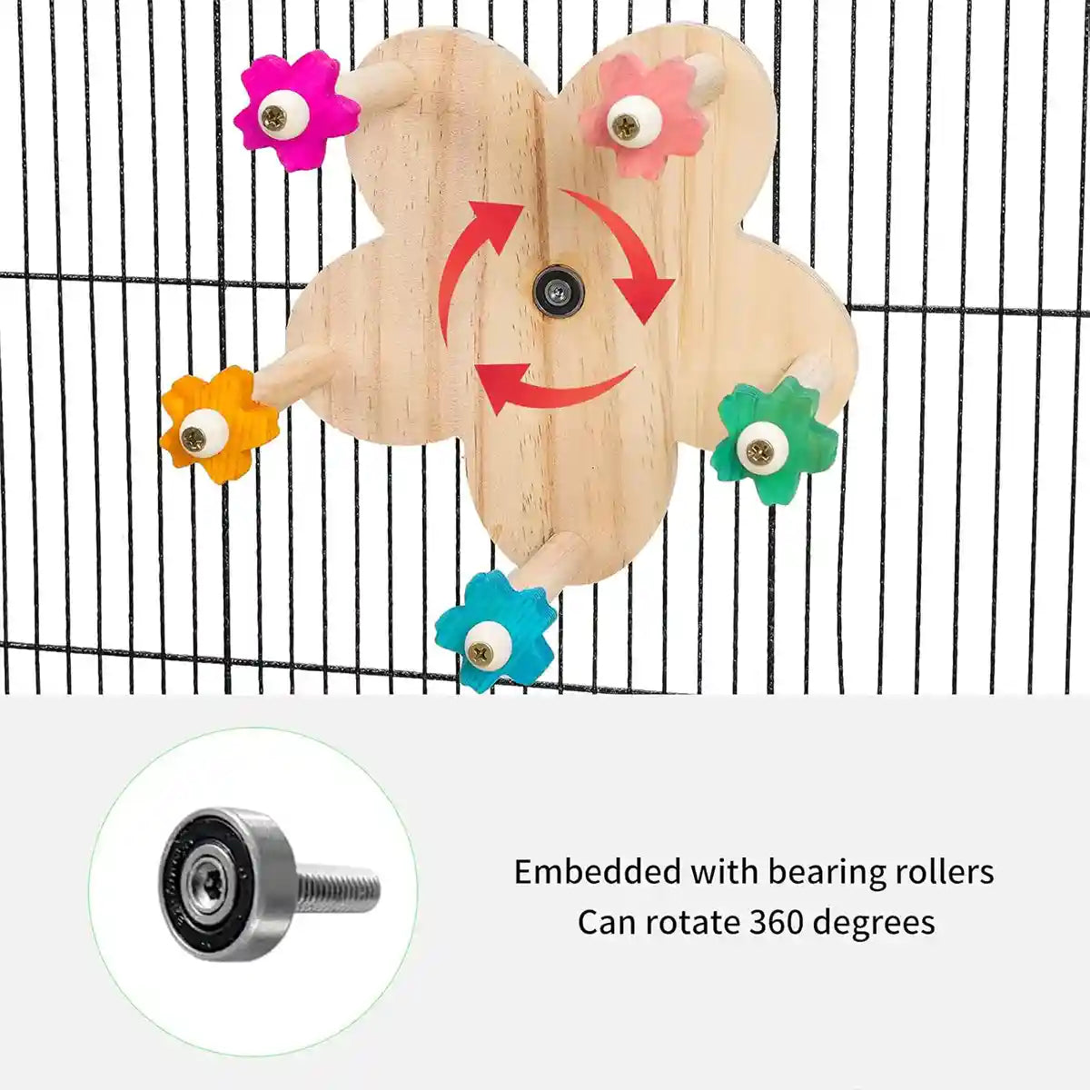 Rotatable Ferris Wheel Parrot Toy for Cage Play and Chewing