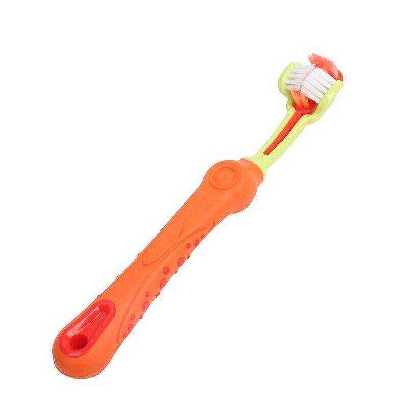 Three-Head Cleaning Tool for Pets with Soft Dog Toothbrush Design