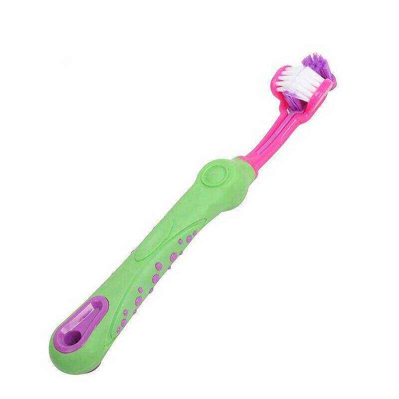 Three-Head Cleaning Tool for Pets with Soft Dog Toothbrush Design