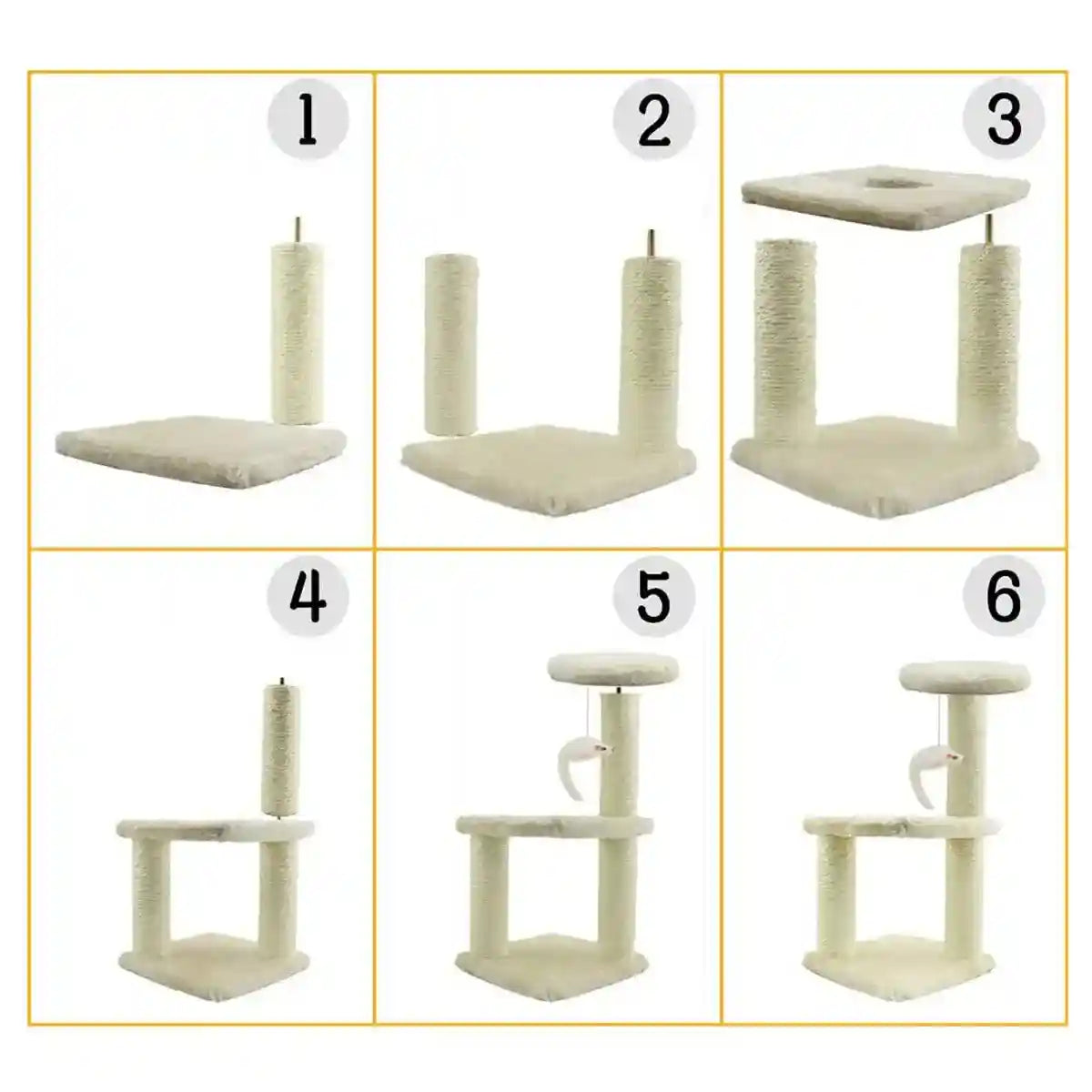 Compact Cat Climbing Post with Sisal and Hanging Toy for Kittens