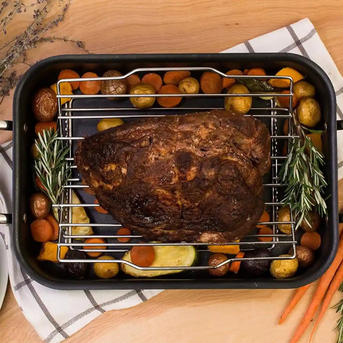 Adjustable Stainless Steel Roast Rack Foldable BBQ Holder