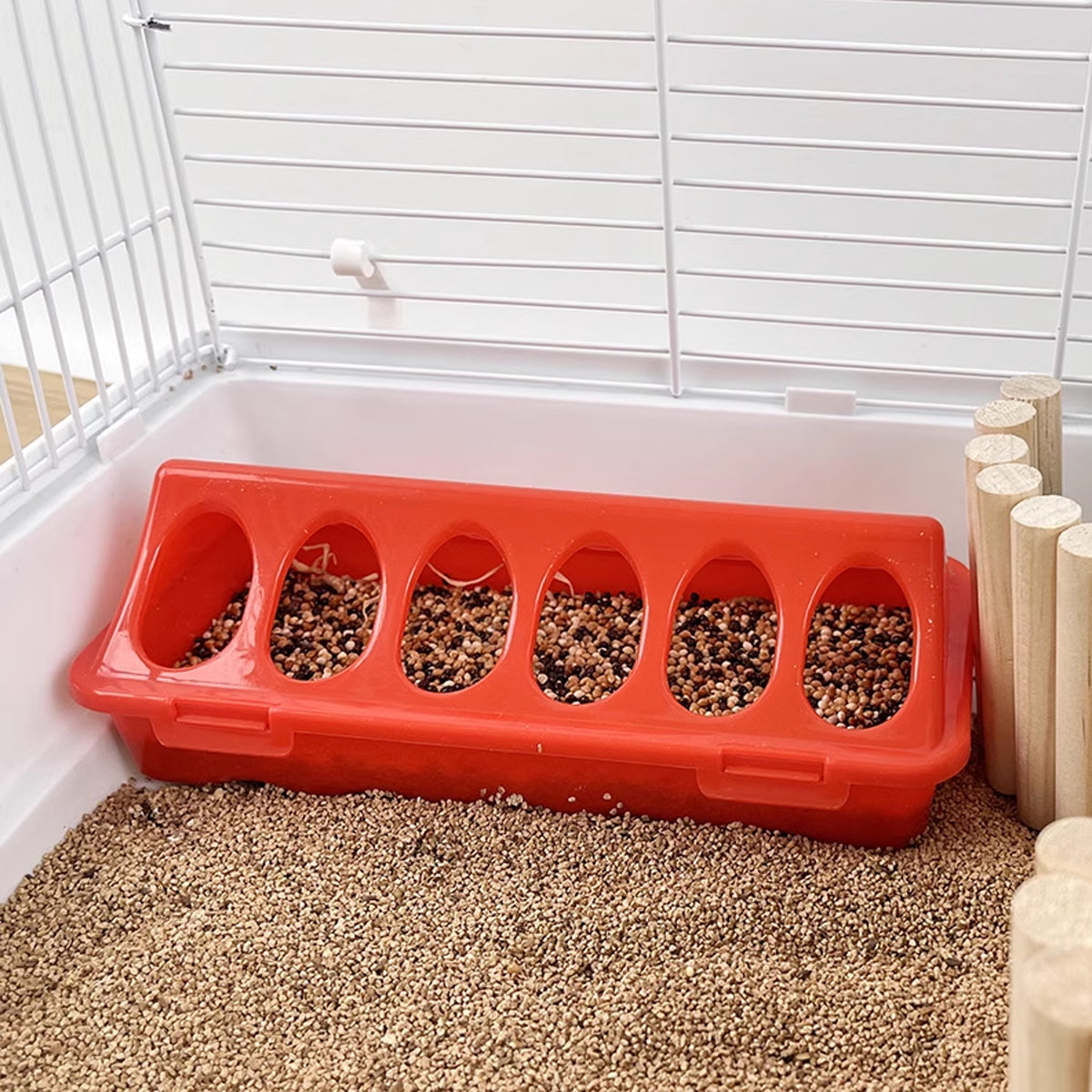 Chicken Feeder Trough Plastic Mesh Connectable Poultry Feed Trough for Coop Use