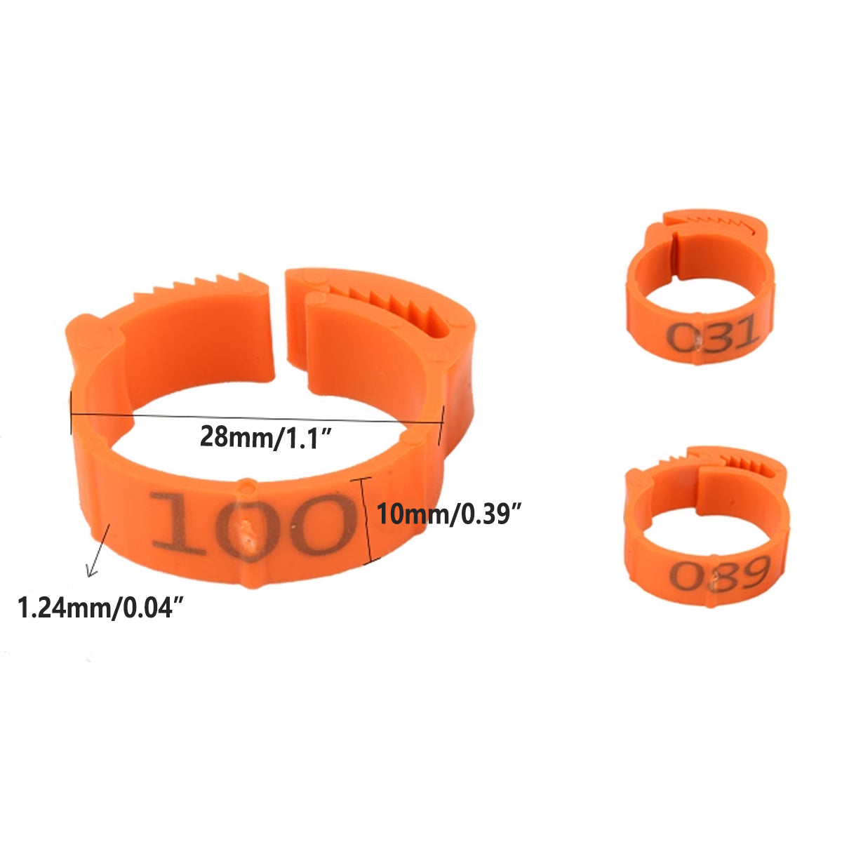 100PCS Adjustable Bird Leg Rings Numbered