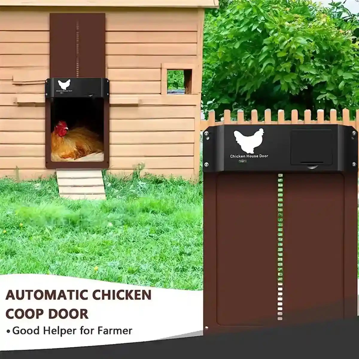 Light Sensor Automatic Chicken Coop Door Battery Powered & Waterproof