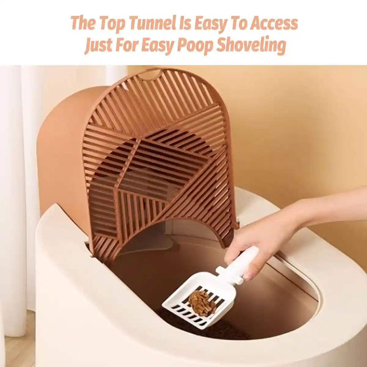 Fully Enclosed Cat Litter Box with Top Entry & Drawer Design