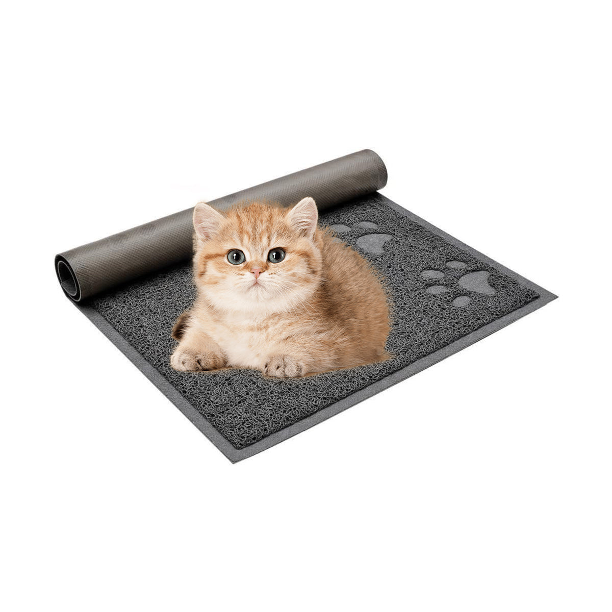 Pet Food Mat 2PCS Paw Print Design Non Slip Floor Feeding Mat for Dogs and Cats