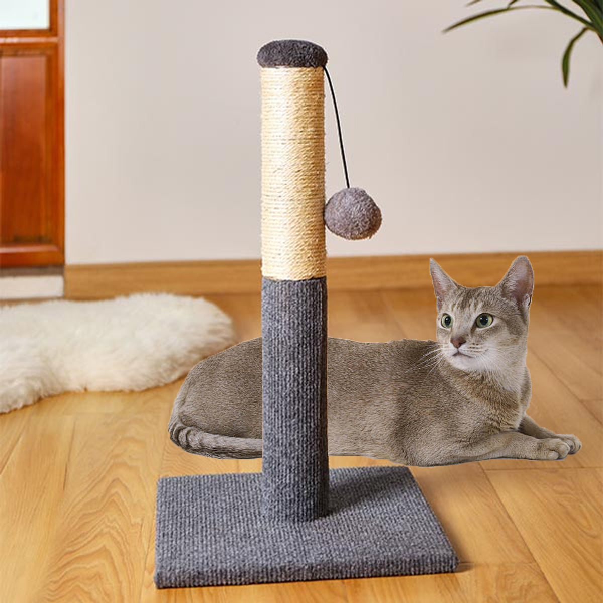 Adjustable Sisal Cat Scratching Post With Toy Ball
