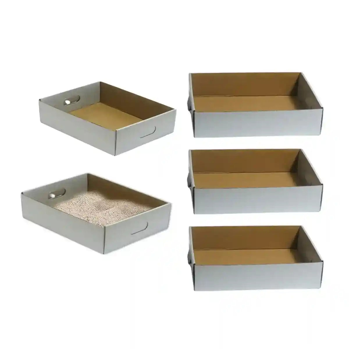 5PCS Foldable Disposable Cat Litter Boxes Waterproof Cardboard Design