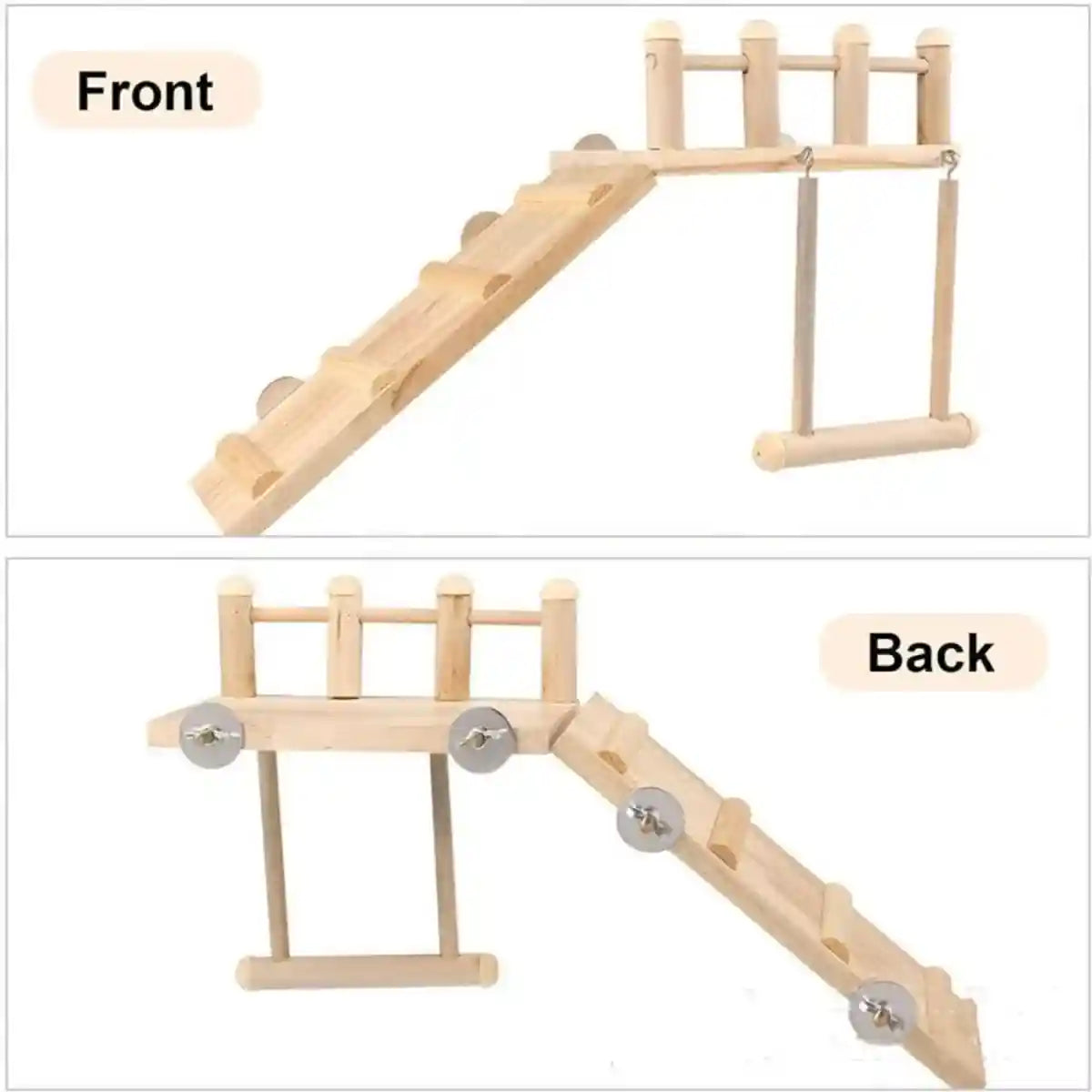 3PCS Wooden Bird Toys Set With Swing Ladder and Platform