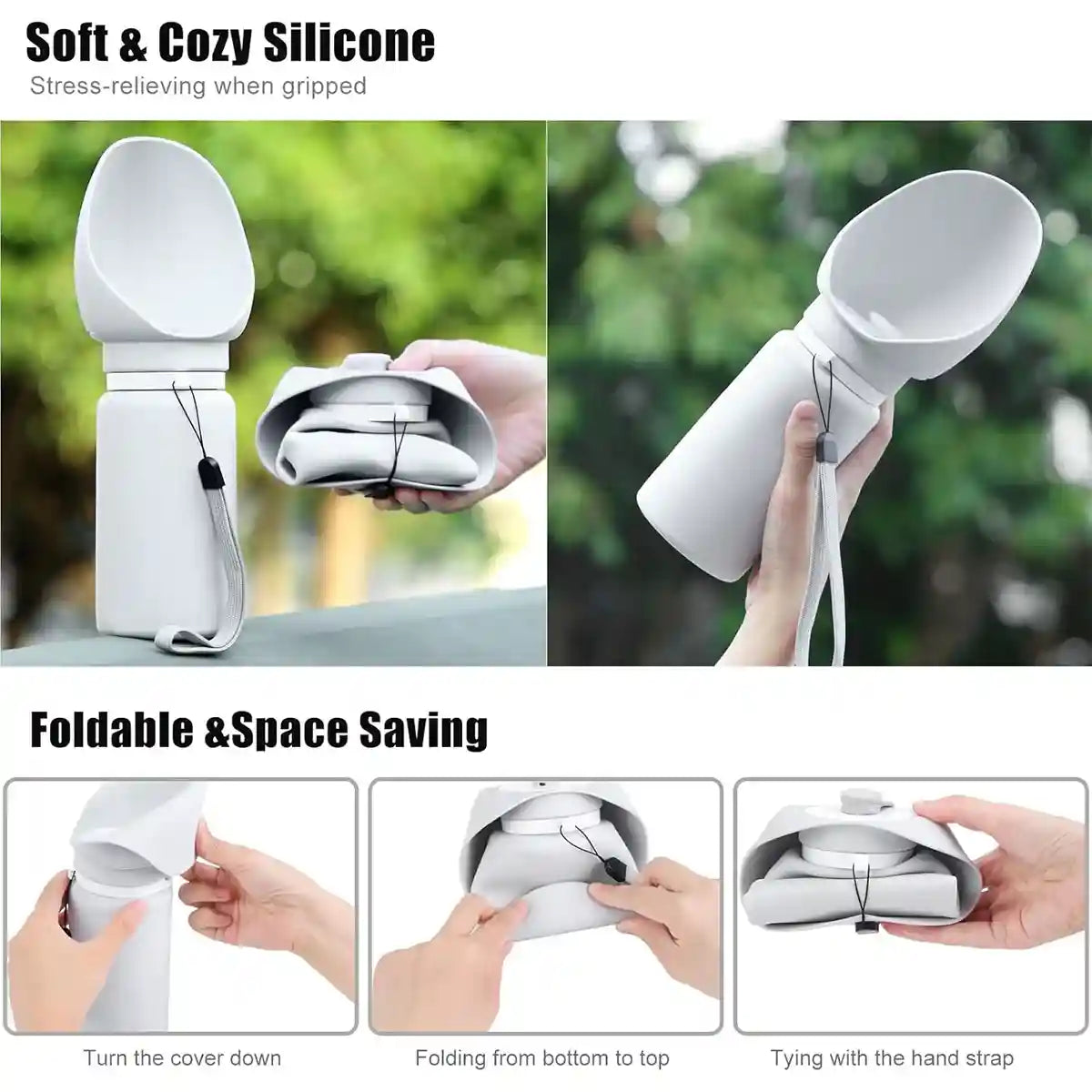 Foldable Dog Water Bottle 550ml Leakproof Pet Travel Dispenser