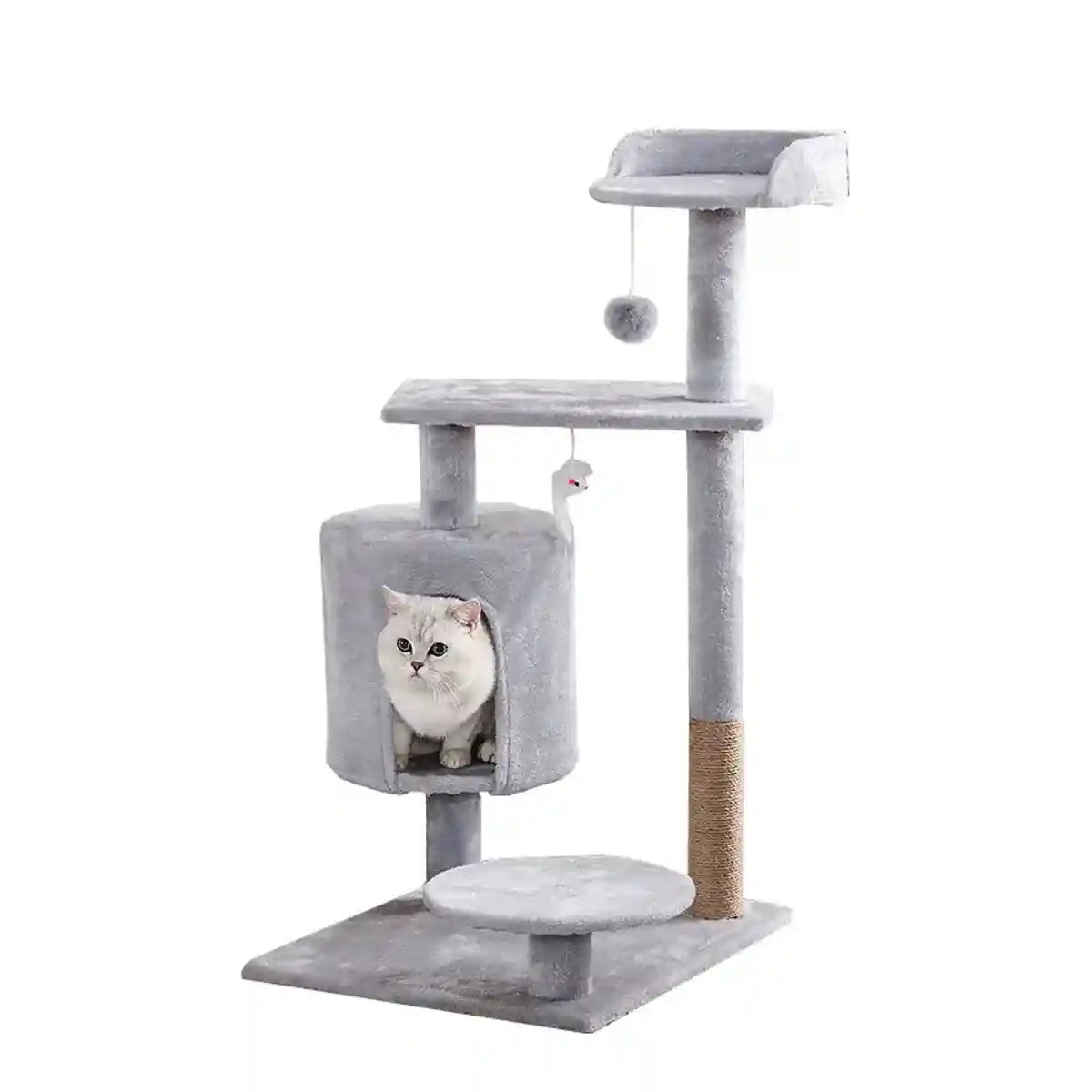 Multi-Level Cat Climbing Frame with Condo and Sisal Scratching Post