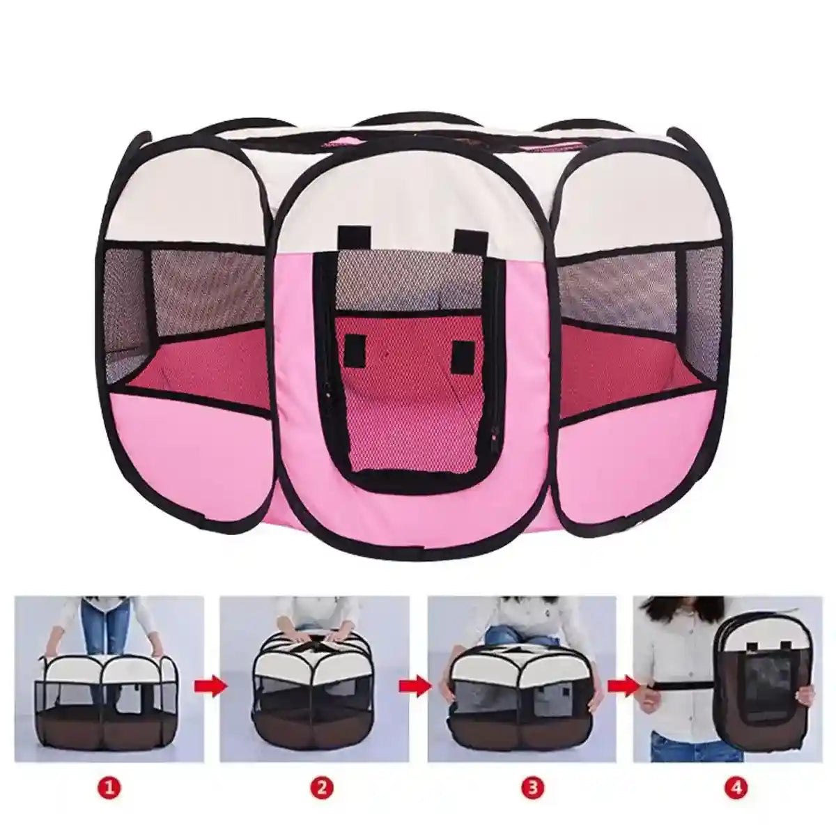 Foldable 8-Panel Pet Tent Portable Pet Playpen for Cats & Small Dogs