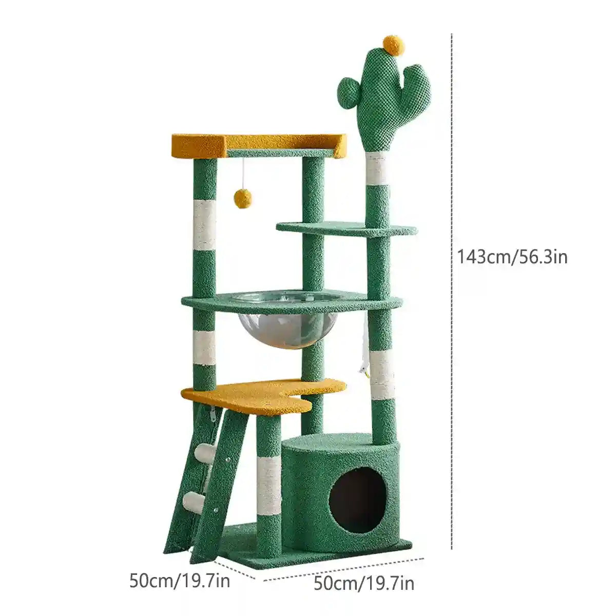 Cactus Cat Tree Tower with Capsule Bed and Multi-Level Scratching Posts