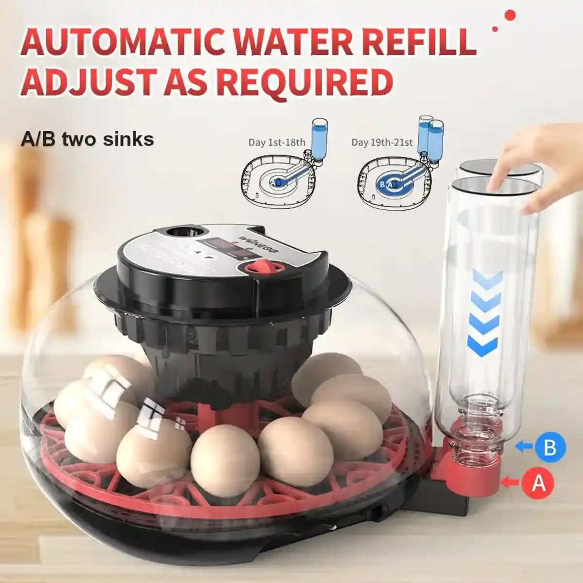 12 Egg Incubator Auto Turn Humidity & Water Refill
