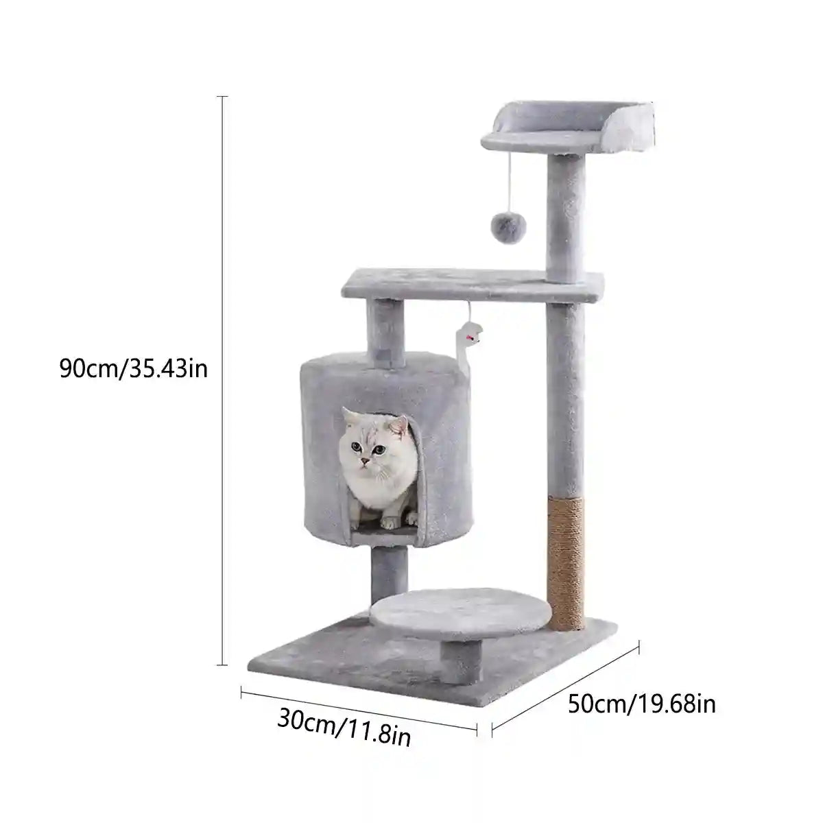 Multi-Level Cat Climbing Frame with Condo and Sisal Scratching Post