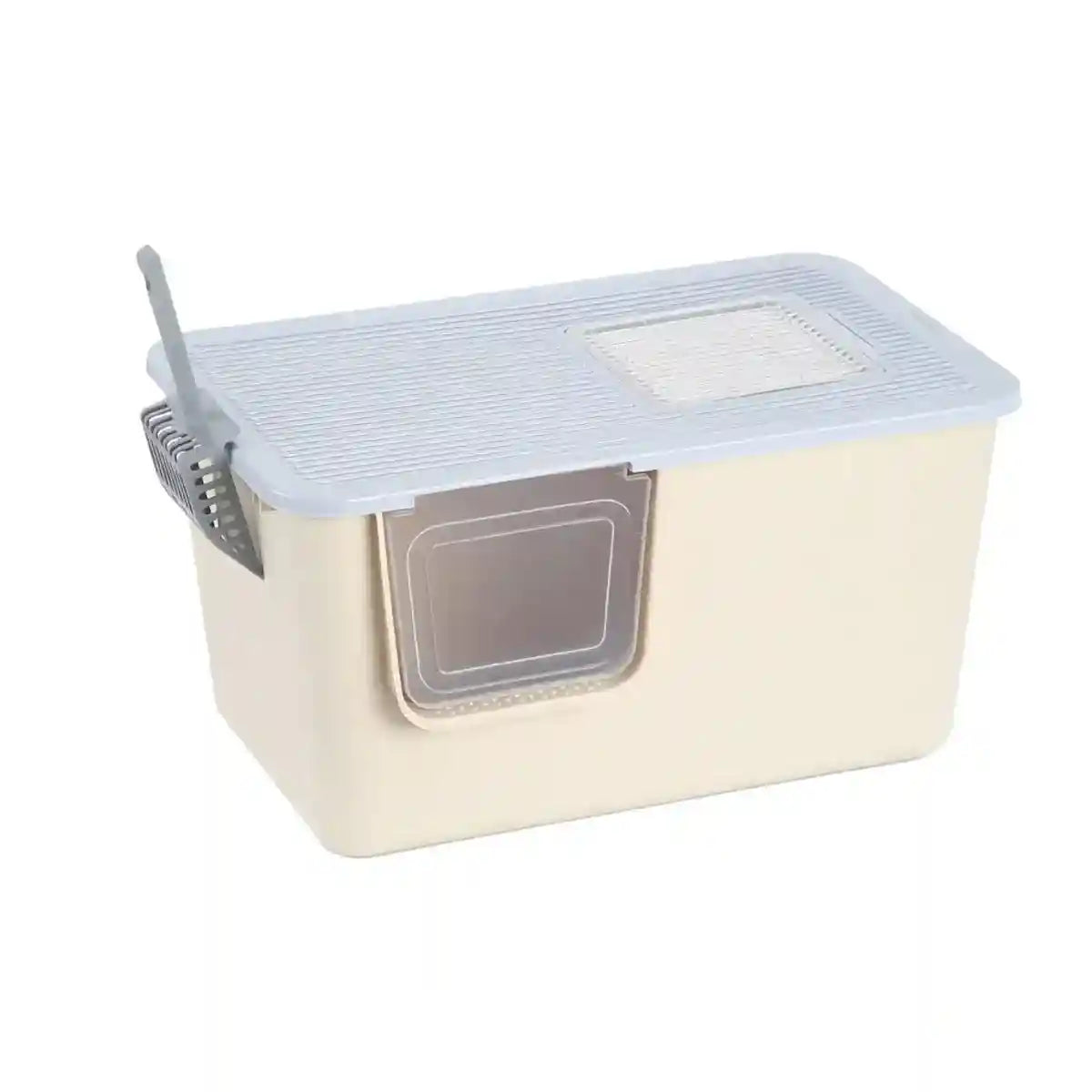 Enclosed Cat Litter Box with Top Entry and Scoop Holder