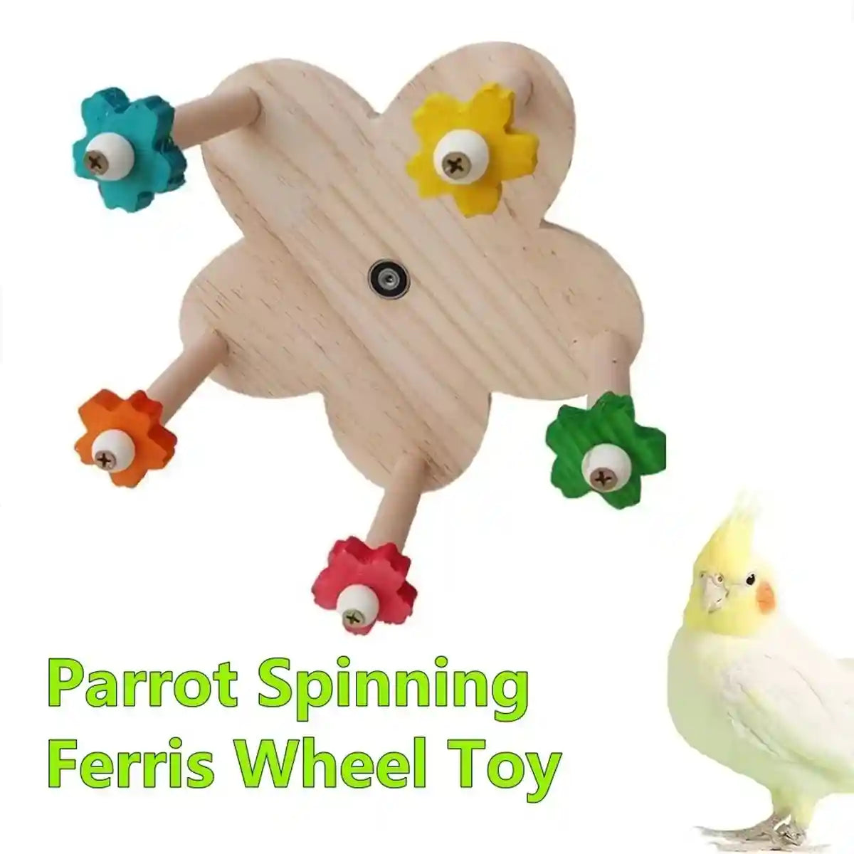 Rotatable Ferris Wheel Parrot Toy for Cage Play and Chewing