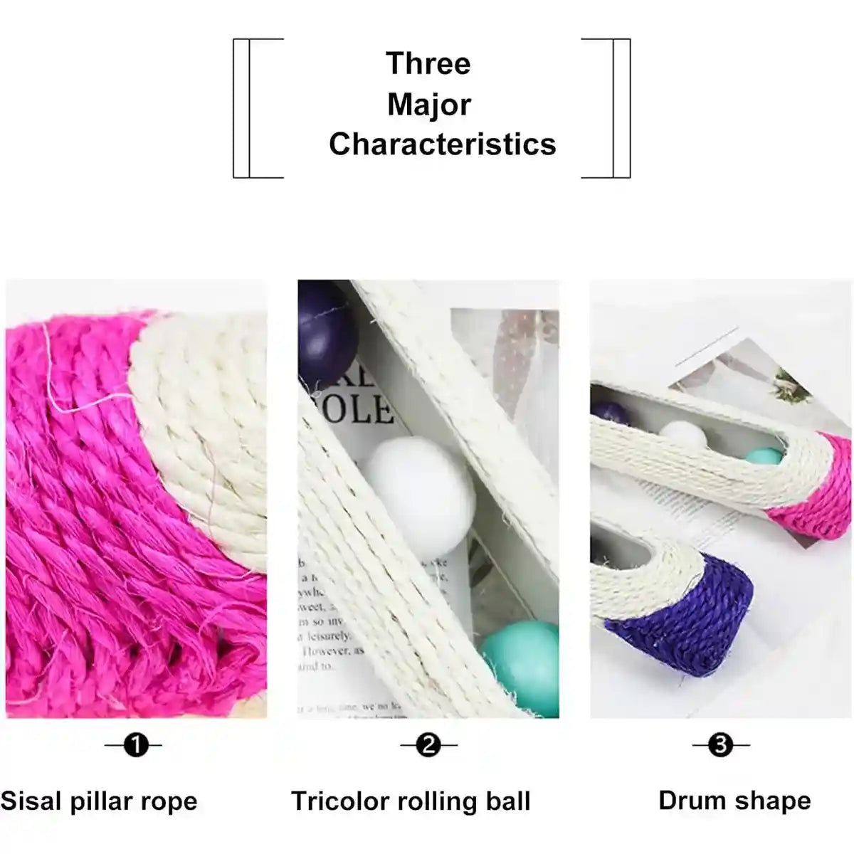 3PCS Interactive Chew & Scratch Toys with Cat Play Set for Indoor Fun