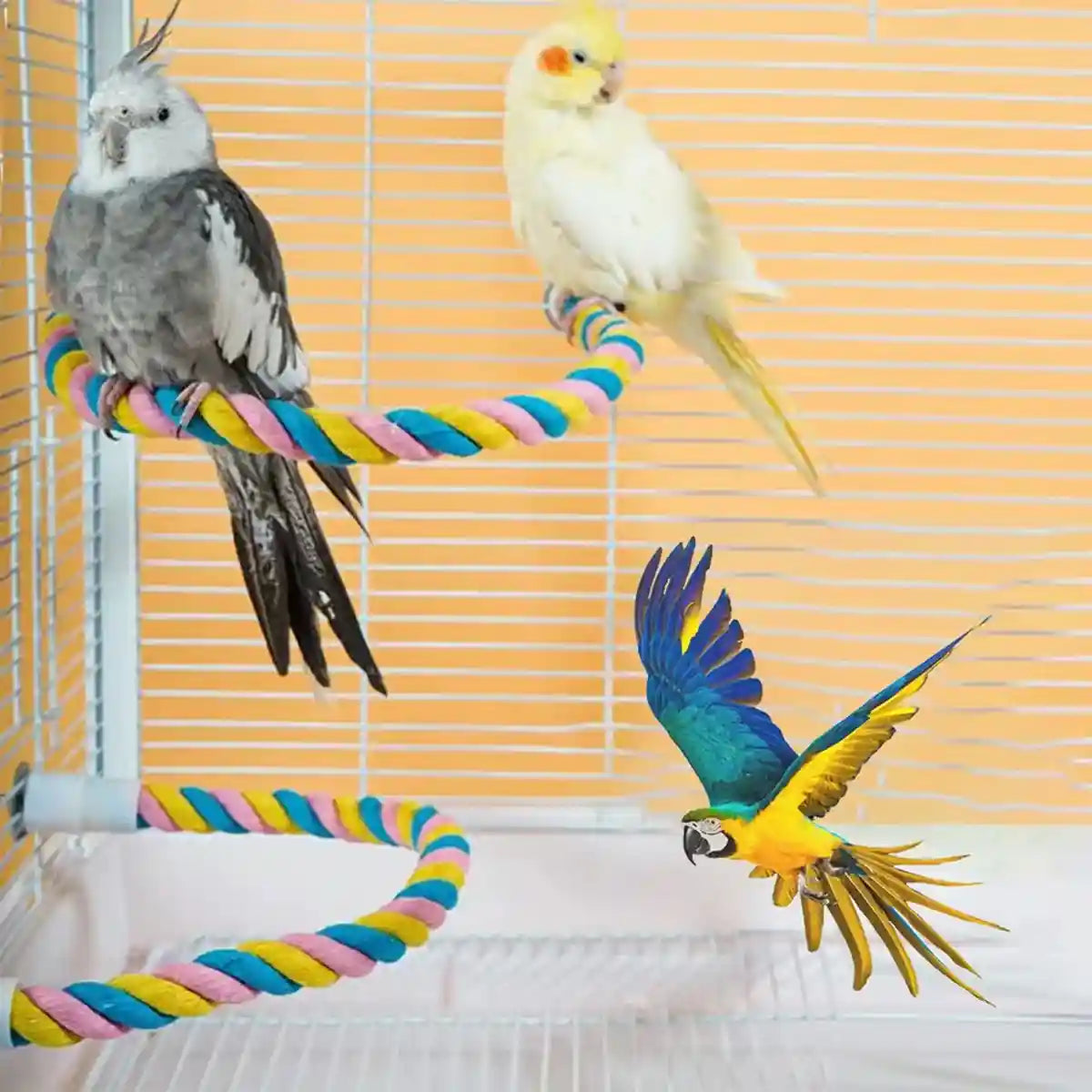 U-Shaped Parrot Climbing Rope Perch Flexible Bird Cage Toy