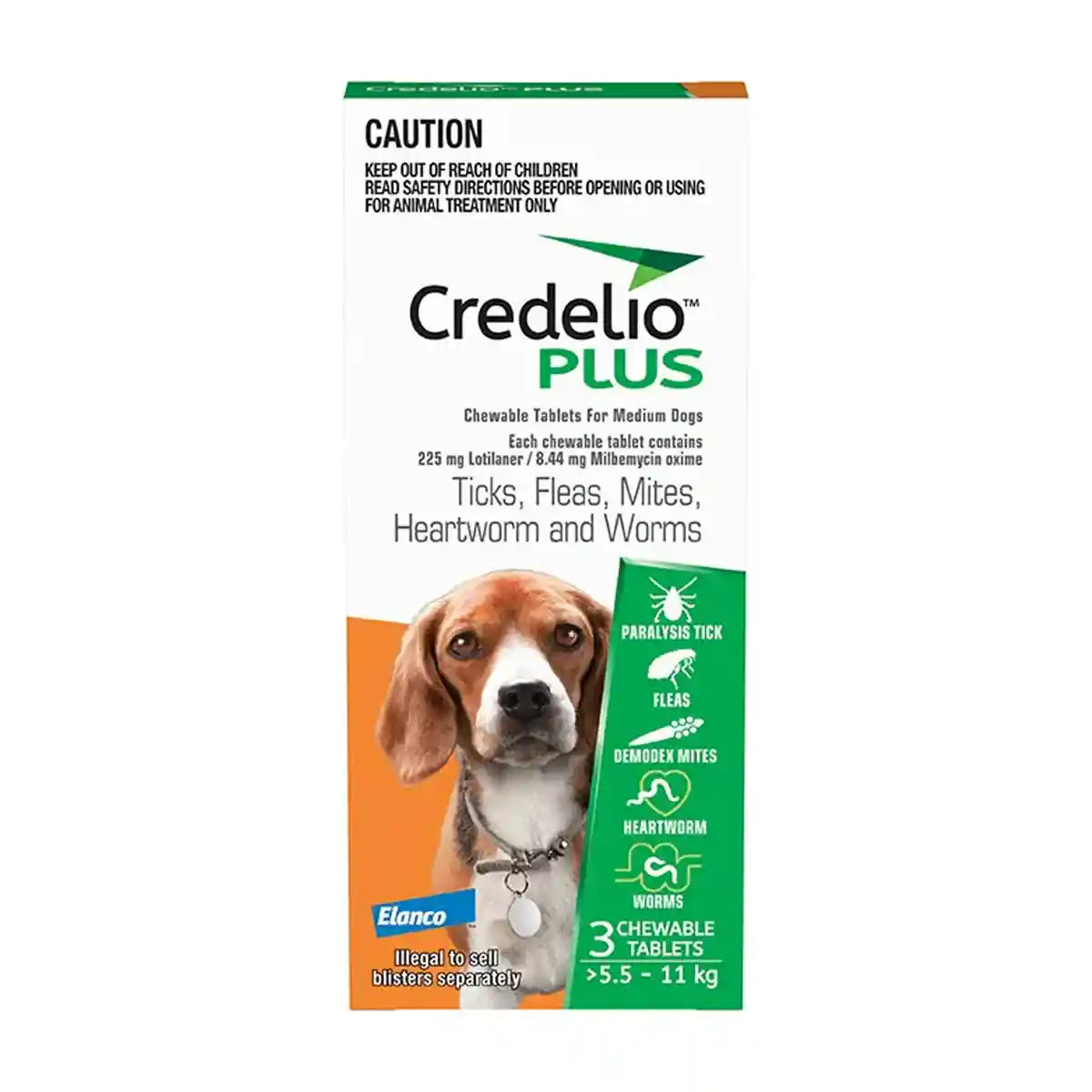 Credelio Plus Chewable Tablets For Medium Dogs 5.6-11kg