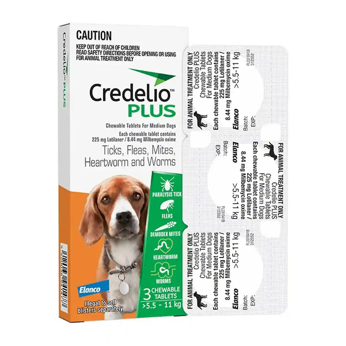 Credelio Plus Chewable Tablets For Medium Dogs 5.6-11kg