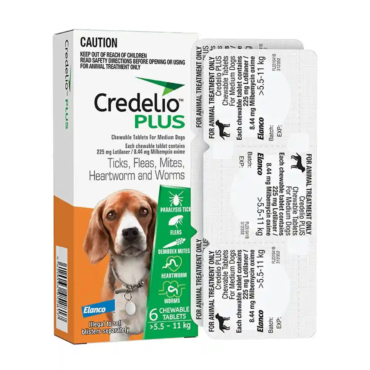 Credelio Plus Chewable Tablets For Medium Dogs 5.6-11kg
