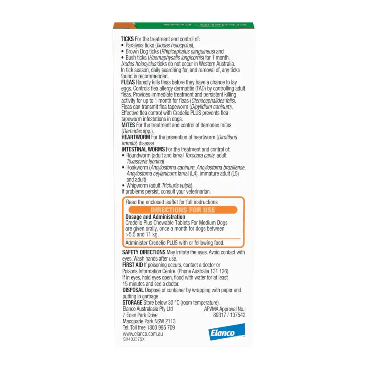 Credelio Plus Chewable Tablets For Medium Dogs 5.6-11kg