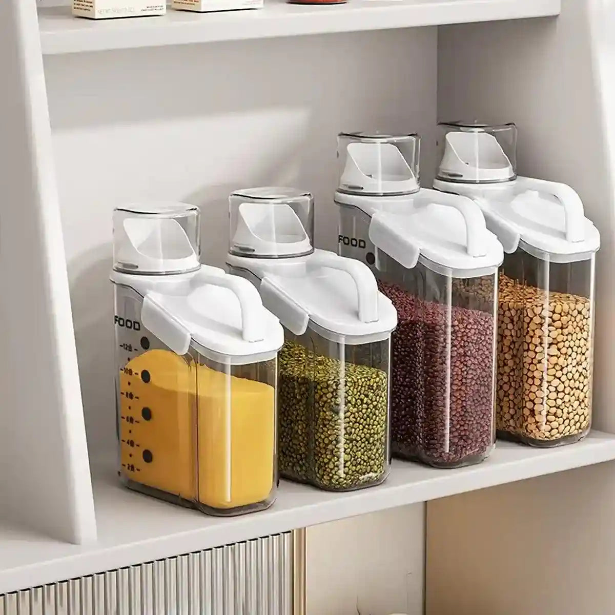 Airtight Grain Storage Jar Food Storage Container with Measuring Cup
