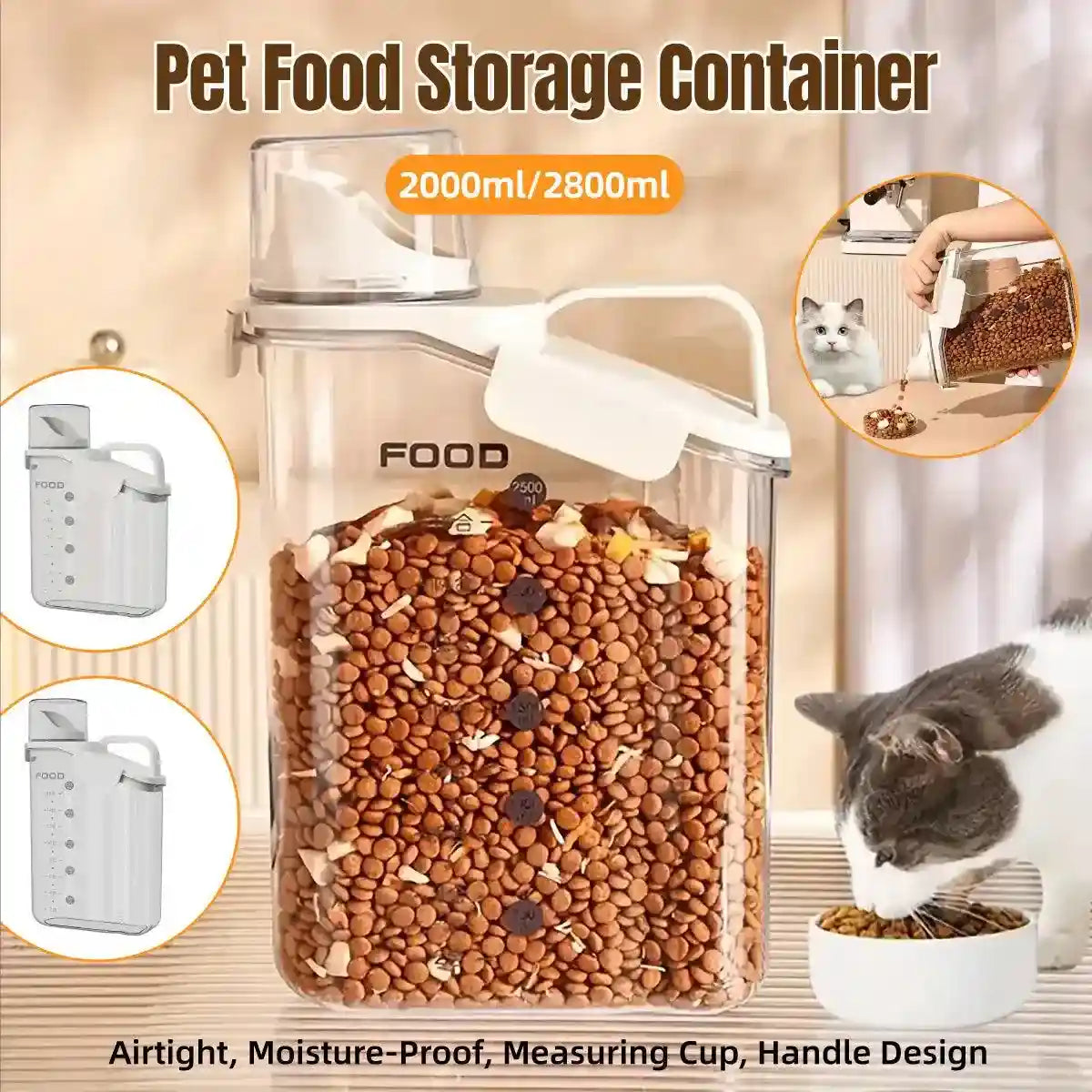 Airtight Grain Storage Jar Food Storage Container with Measuring Cup