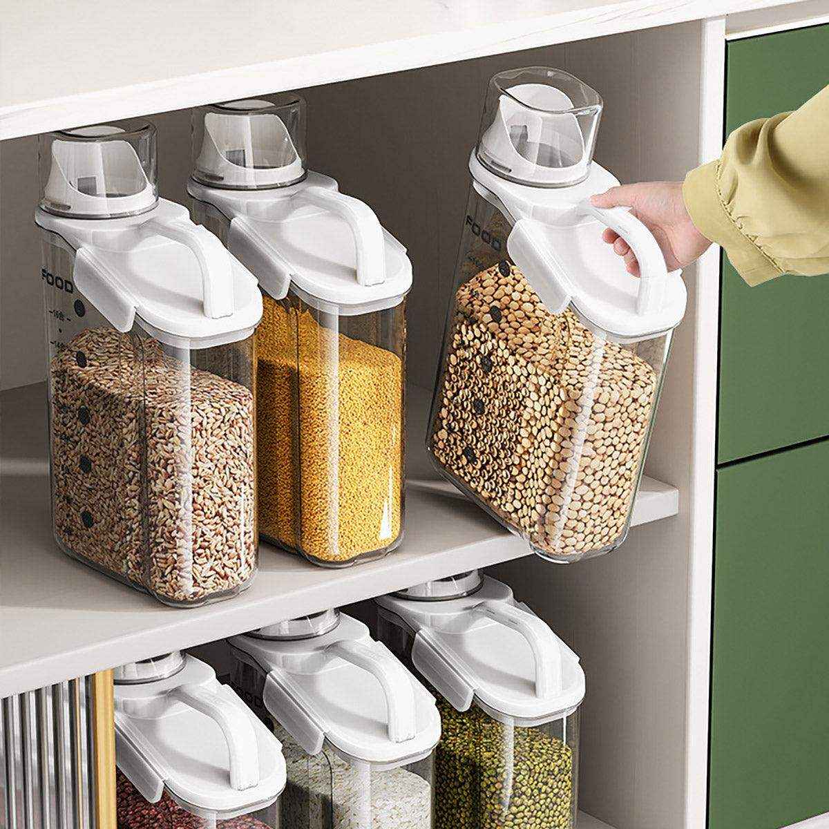 Airtight Grain Storage Jar Food Storage Container with Measuring Cup