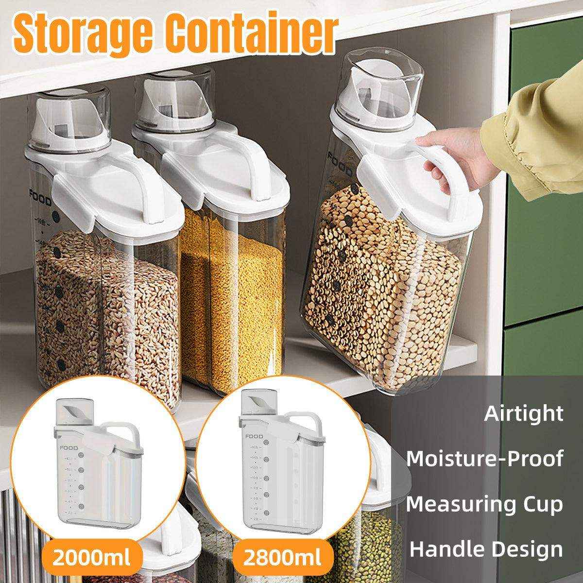 Airtight Grain Storage Jar Food Storage Container with Measuring Cup