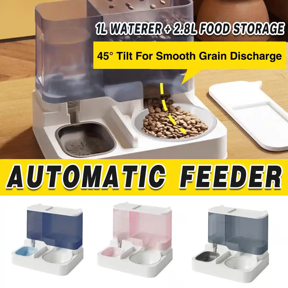 Automatic Cat Feeder & Water Dispenser Ergonomic Design for Comfort