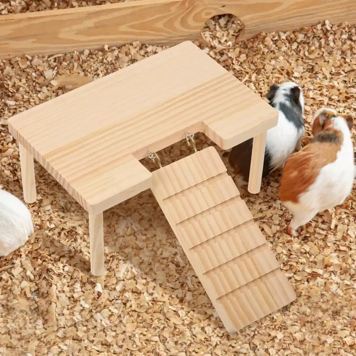 Wooden Hamster Platform With Ramp And Stairs For Climbing And Rest