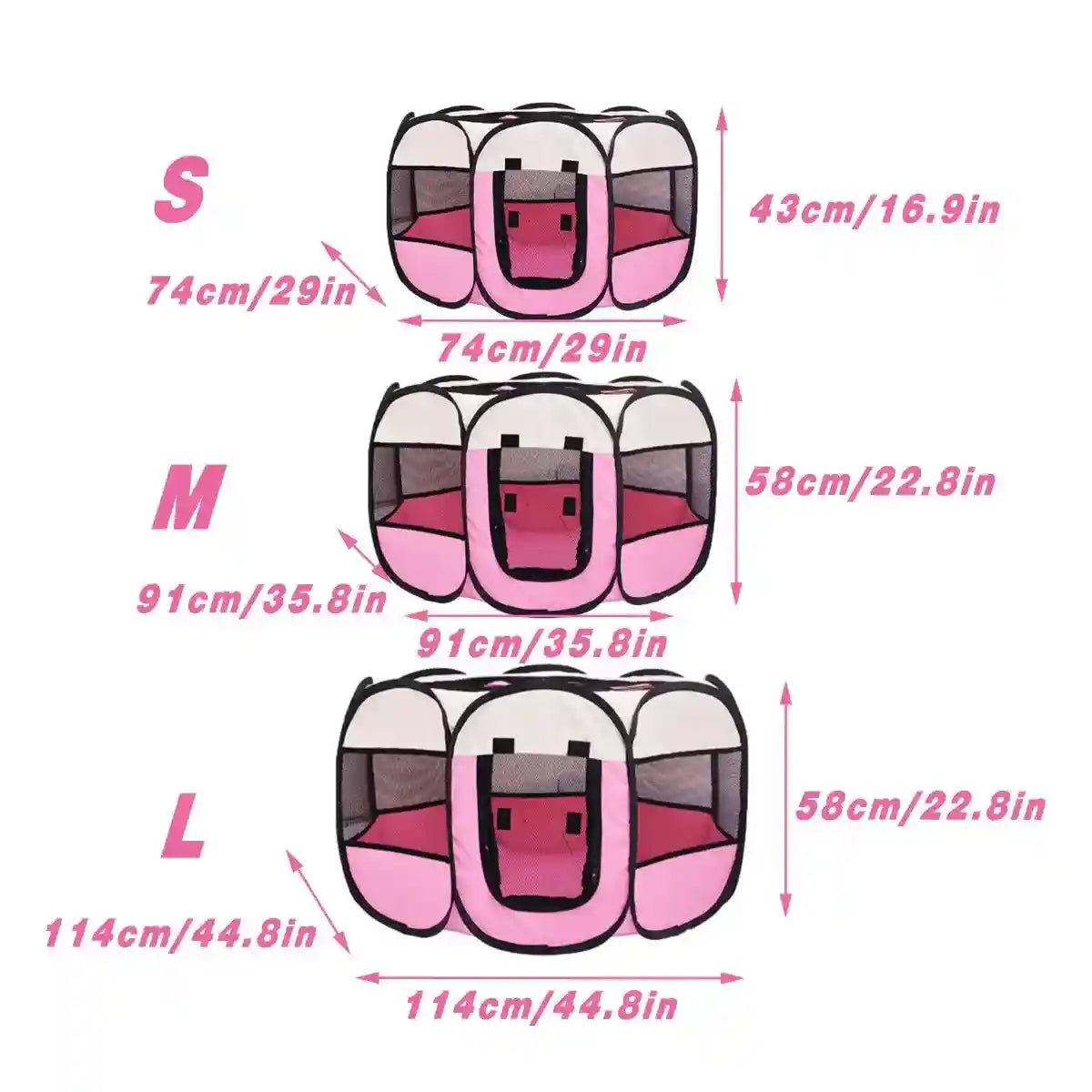 Foldable 8-Panel Pet Tent Portable Pet Playpen for Cats & Small Dogs