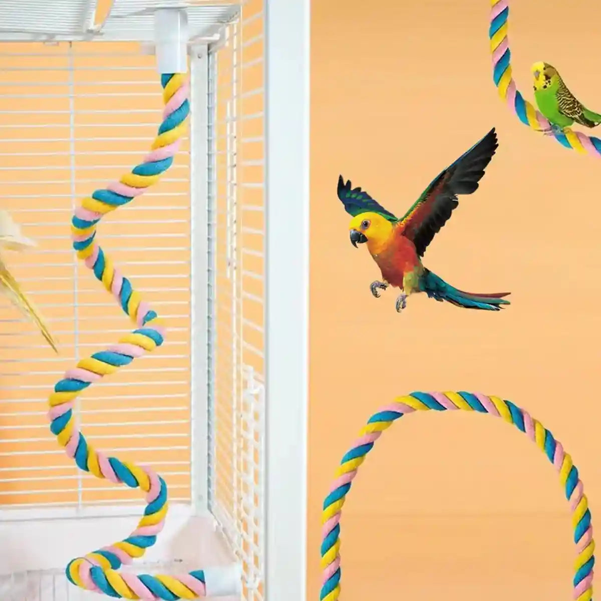 U-Shaped Parrot Climbing Rope Perch Flexible Bird Cage Toy
