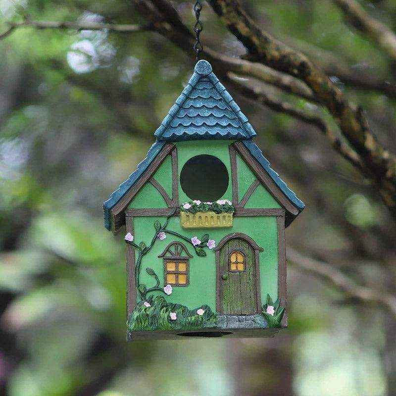 Decorative Resin Cottage Garden Ornament Bird House for Small Birds
